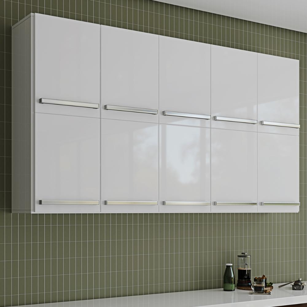 Armário Duplo Aéreo Com 10 Portas Irlanda Branco Casa Mobilia