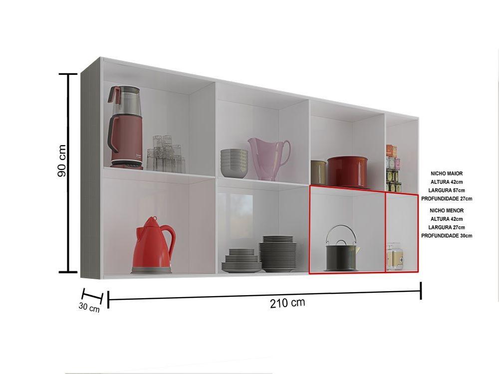 Armário Duplo Aéreo Com 14 Portas Alemanha Branco Casa Mobilia