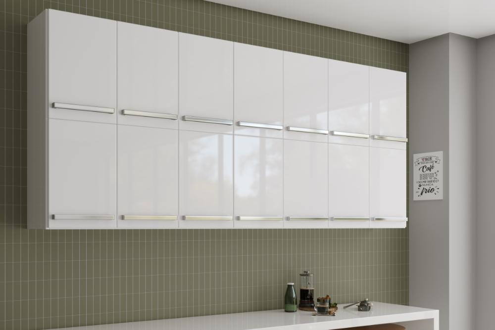 Armário Duplo Aéreo Com 14 Portas Alemanha Branco Casa Mobilia