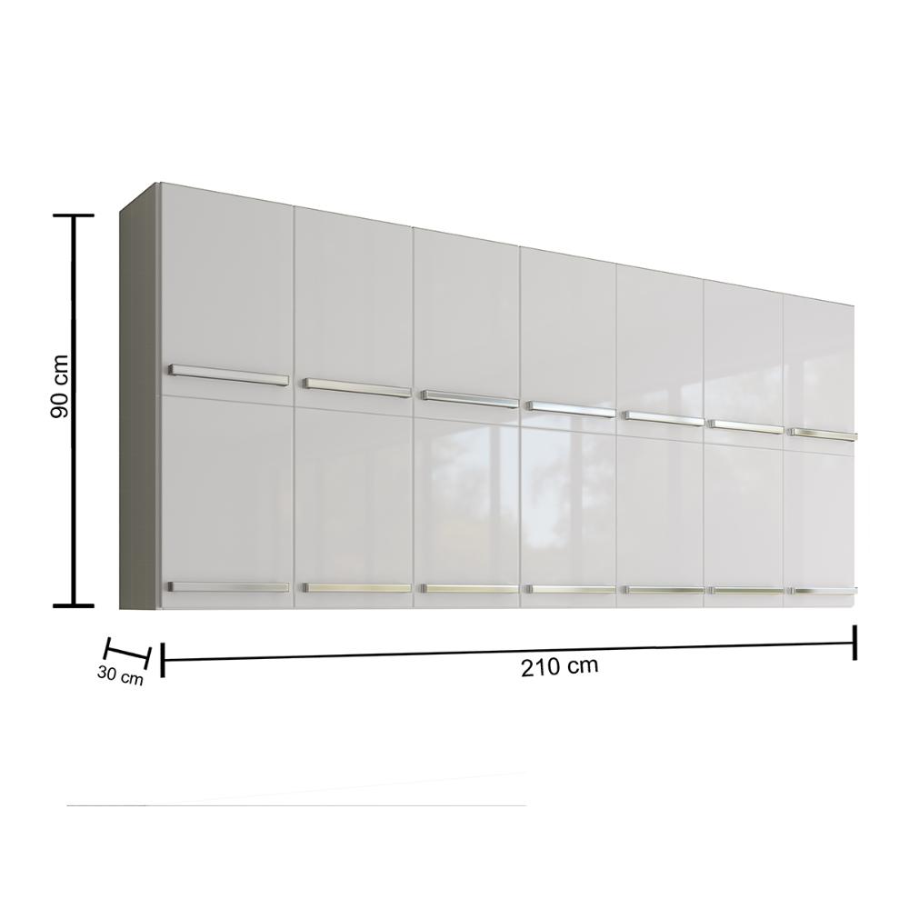 Armário Duplo Aéreo Com 14 Portas Alemanha Branco Casa Mobilia