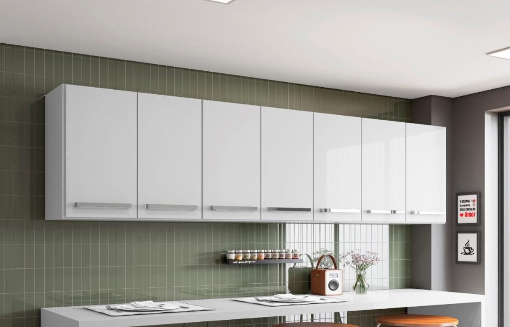 Armario Aereo de Cozinha 7 Portas Branco Bangladesh Casa Mobilia