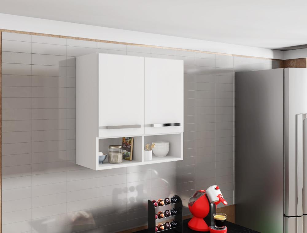 Armario Suspenso para Cozinha 2 Portas Branco Argélia Casa Mobilia