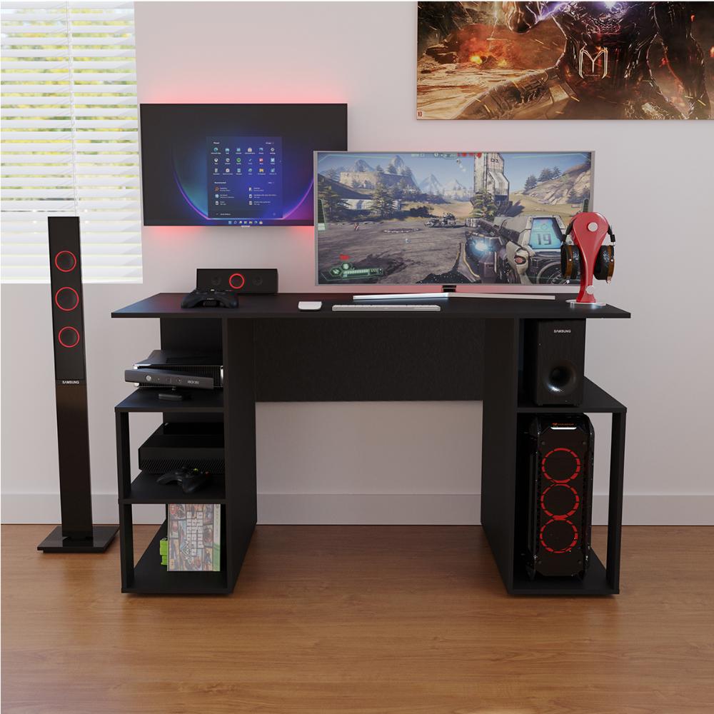 Mesa  Gamer Para Computador   Somália Preto Casa Mobilia