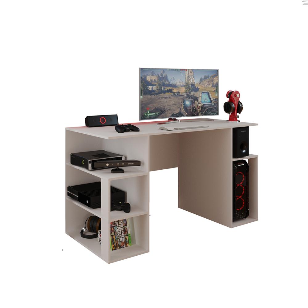 Mesa Gamer Escrivaninha p/ Computador Espaço Gabinete Branco