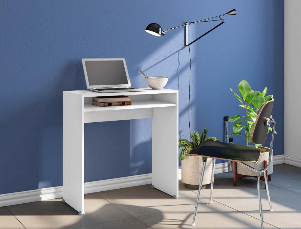 Mesa Para Computador 1 Prateleira Branco Aruba