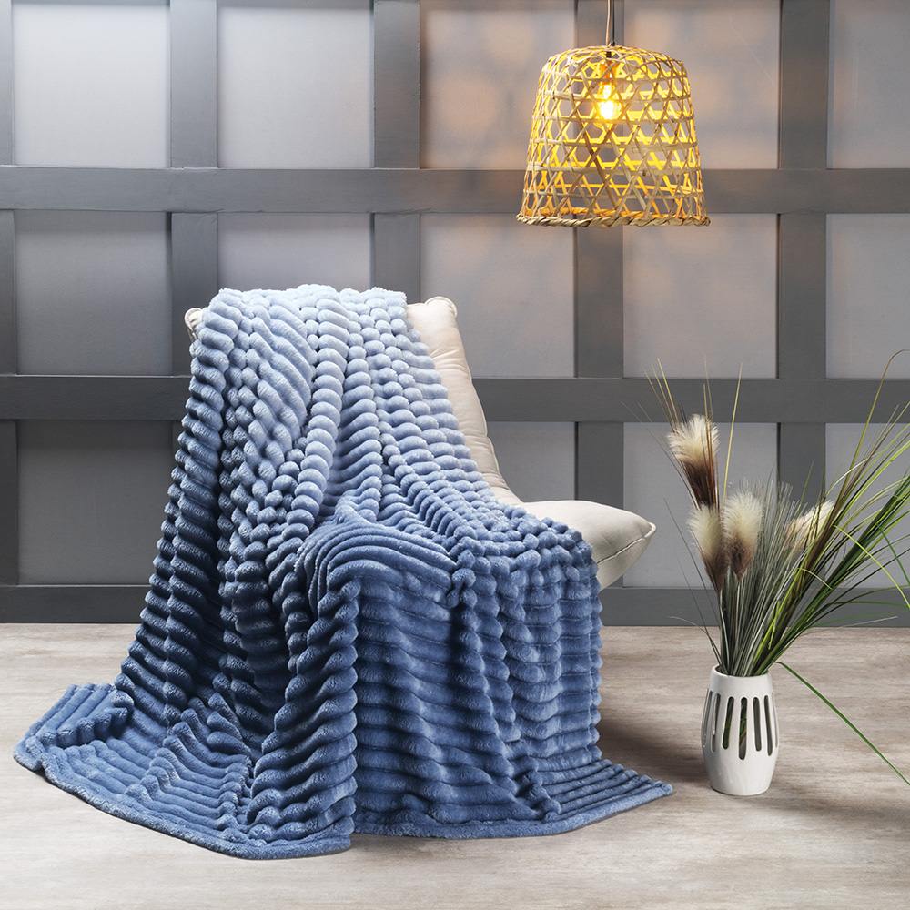Cobertor Queen Fluffy Manta Flannel Ultrasoft - Sky Azul