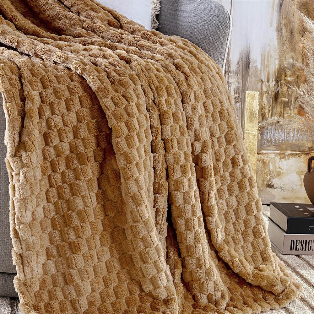 Cobertor Queen Marshmallow Manta Flannel Ultrasoft - Caramelo