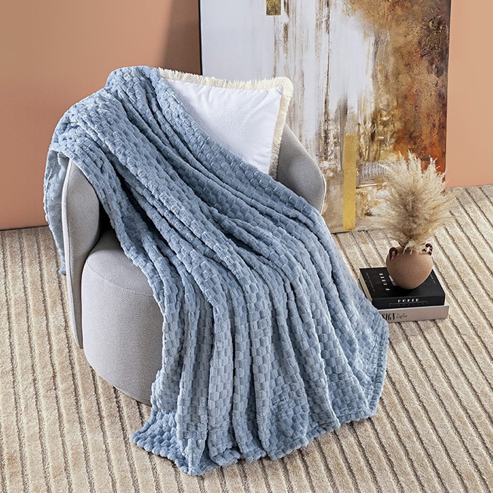 Cobertor Queen Marshmallow Manta Flannel Ultrasoft - Mirtilo Azul