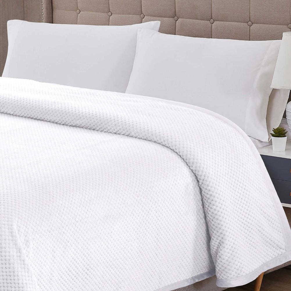 Cobertor Queen Popcorn Manta Flannel Extra Macia - Branco