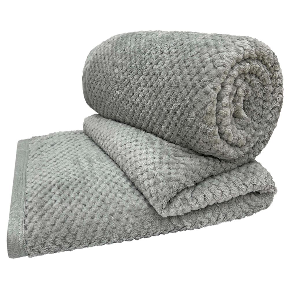 Cobertor Queen Popcorn Manta Flannel Extra Macia - Cinza