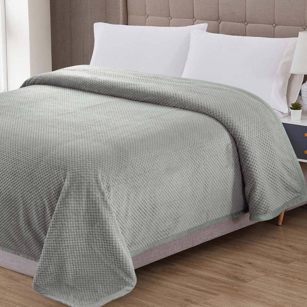 Cobertor Queen Popcorn Manta Flannel Extra Macia - Cinza