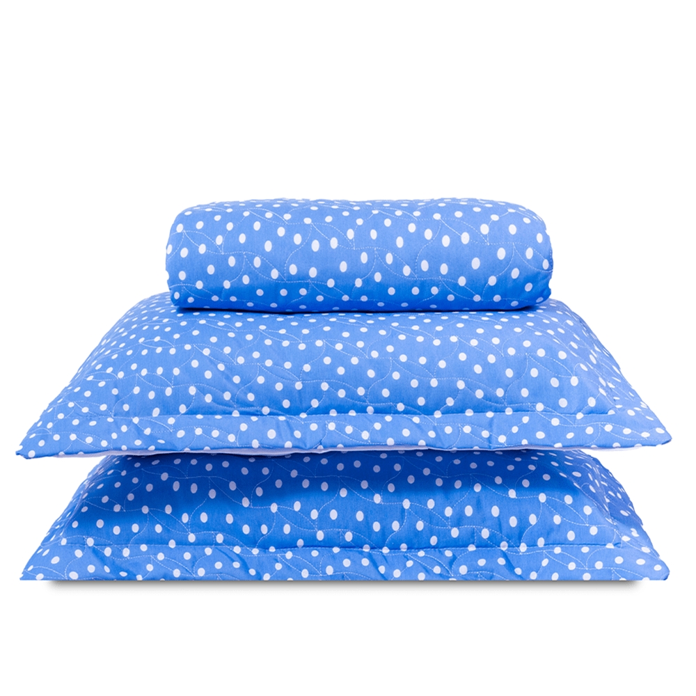 Cobre Leito Casal Padrão Classic Estampado 160 Fios 3 Peças - Poa Azul