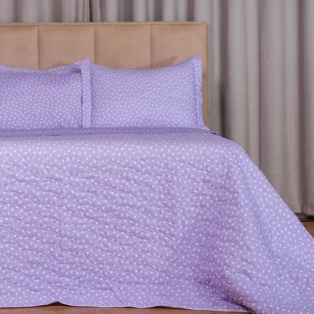 Cobre Leito Casal Padrão Classic Estampado 160 Fios 3 Peças - Poa Lilas