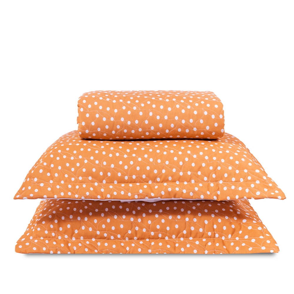 Cobre Leito Casal Padrão Classic Estampado 160 Fios 3 Peças - Poa Terracota