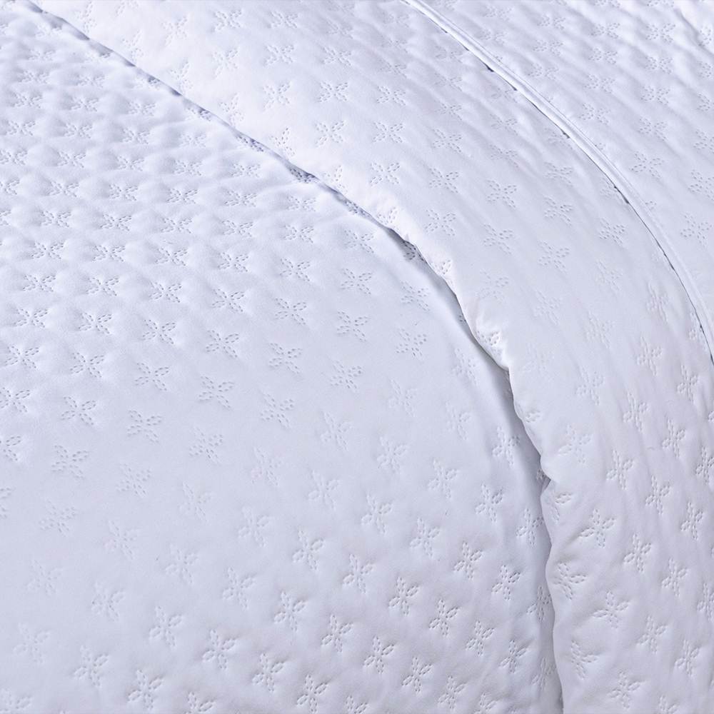 Cobre Leito Casal Padrão Milão Dupla Face Micropercal 200 Fios 3 Peças - Branco