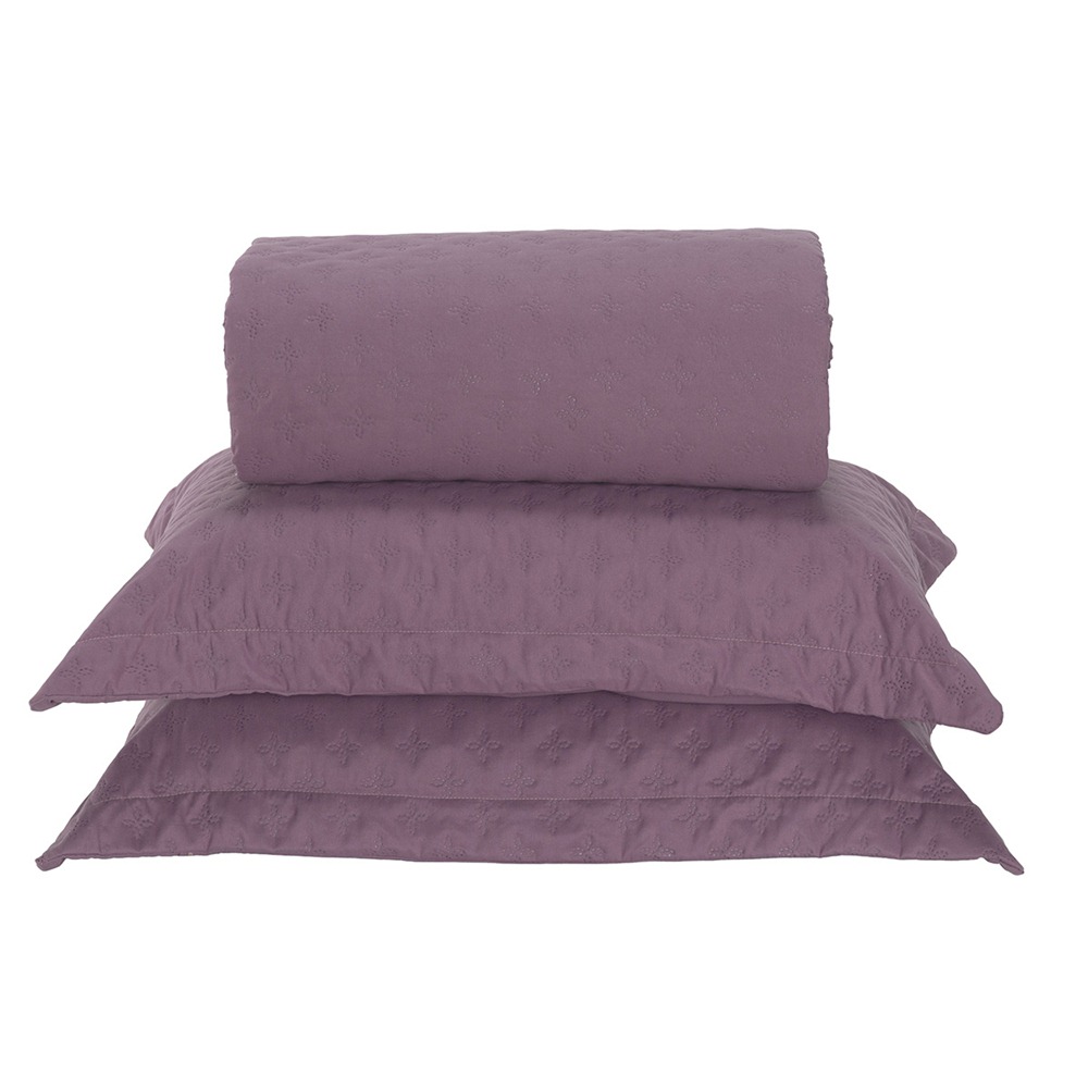 Cobre Leito Casal Padrão Milão Dupla Face Micropercal 200 Fios 3 Peças - Rose Cassis