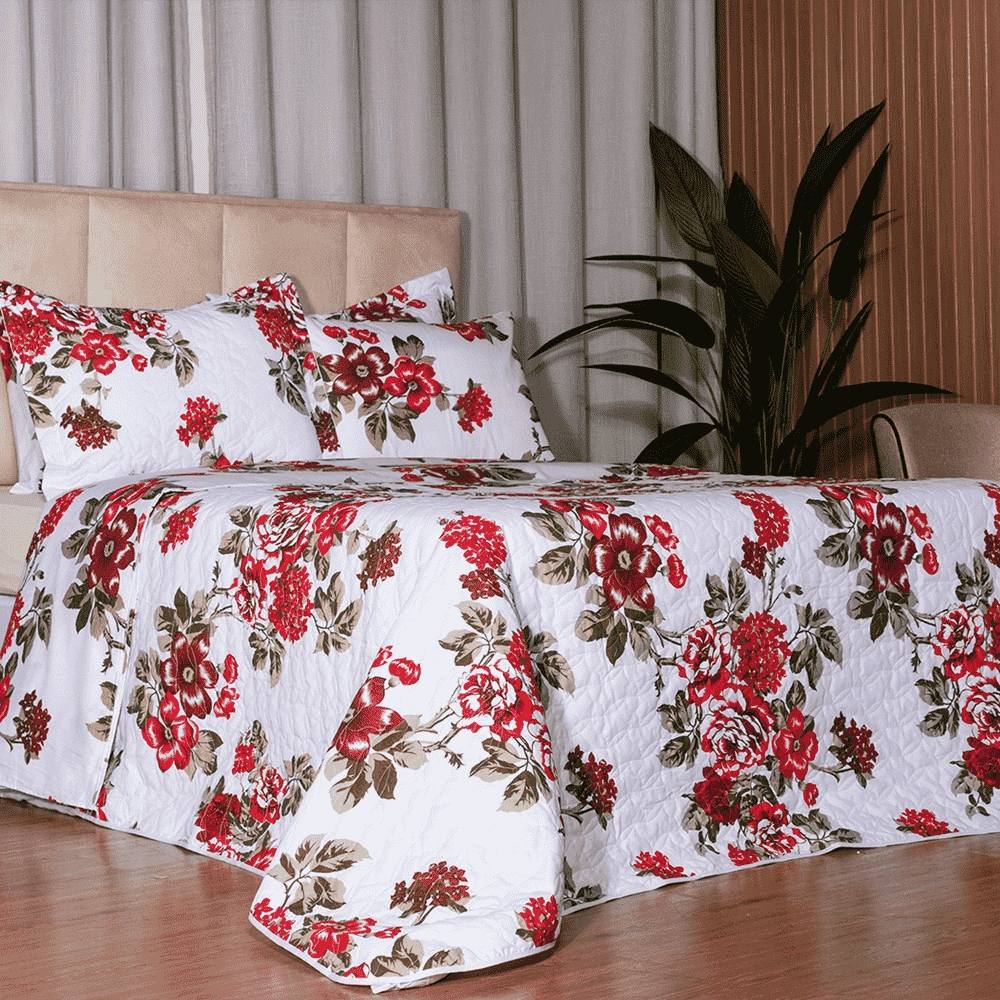 Cobre Leito King Classic Estampado 160 Fios 3 Peças - Eva