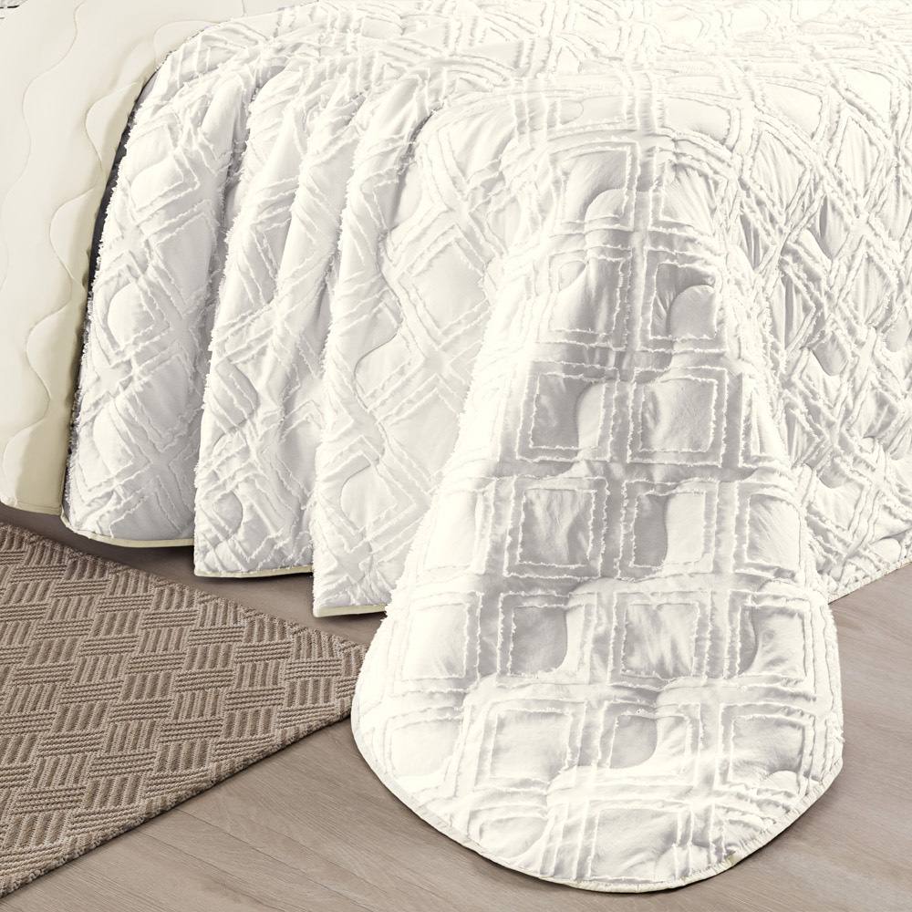 Cobre Leito Queen Aveline Dupla Face Micropercal 300 Fios 3 Peças - Off White