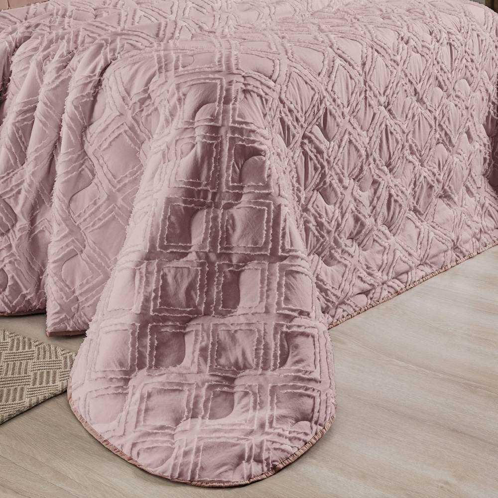 Cobre Leito Queen Aveline Dupla Face Micropercal 300 Fios 3 Peças - Rose
