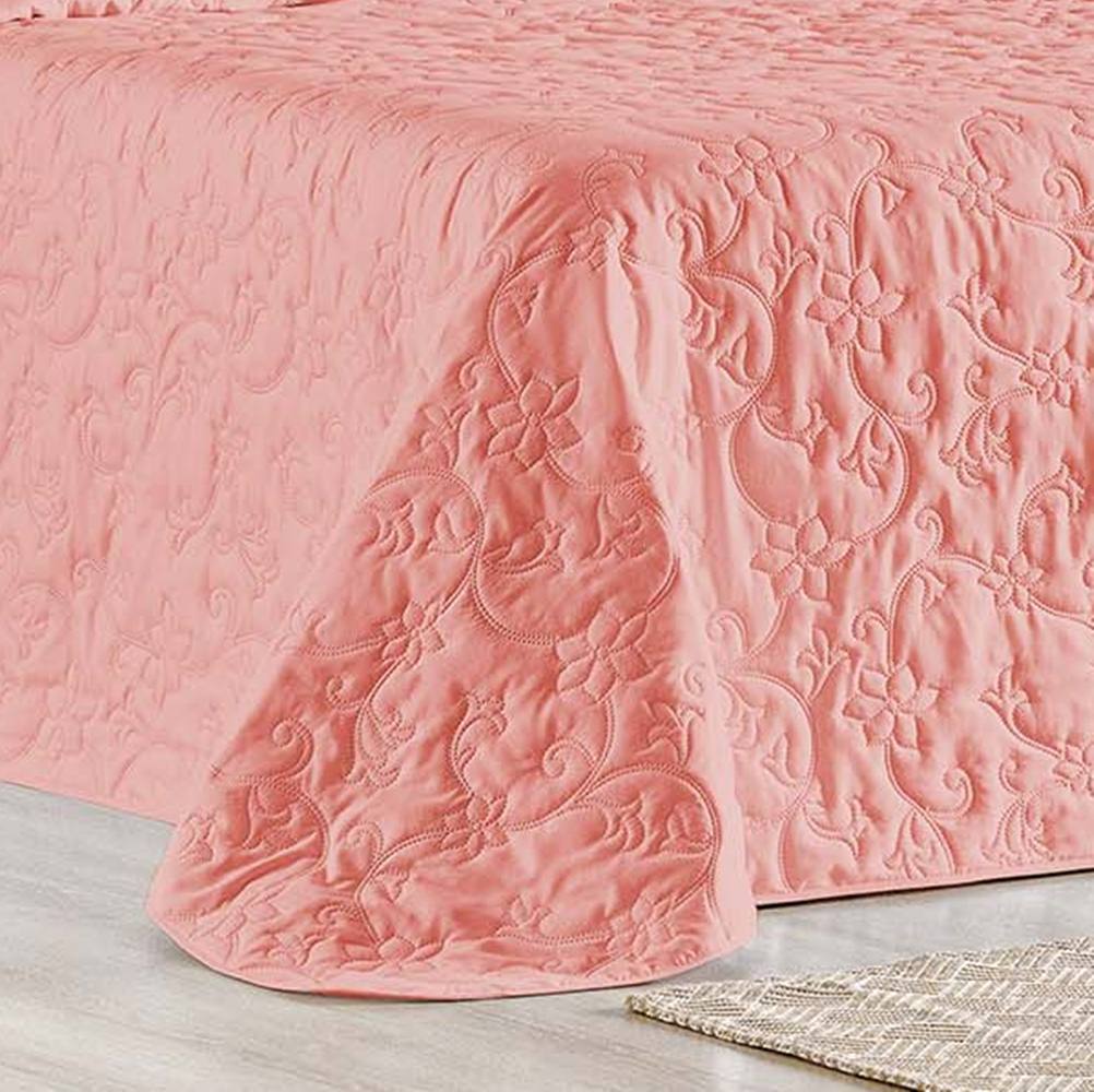 Cobre Leito Queen Bouti Mavie Floral Micropercal 180 Fios 3 Peças - Goiaba