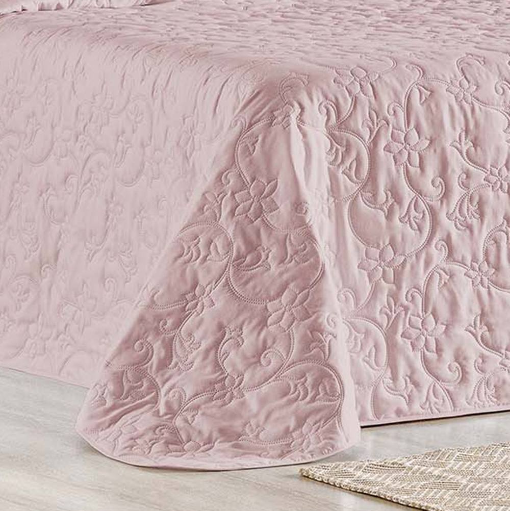 Cobre Leito Queen Bouti Mavie Floral Micropercal 180 Fios 3 Peças - Rose