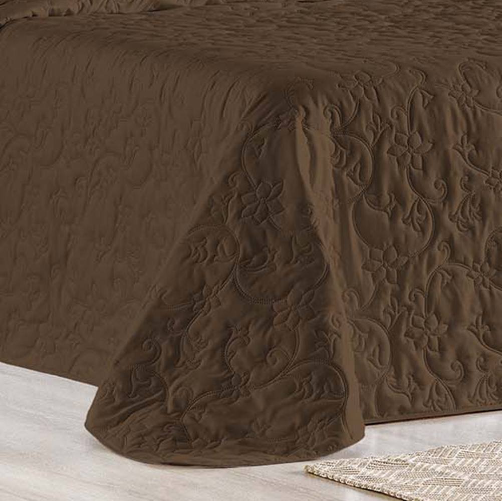 Cobre Leito Queen Bouti Mavie Floral Micropercal 180 Fios 3 Peças - Tabaco