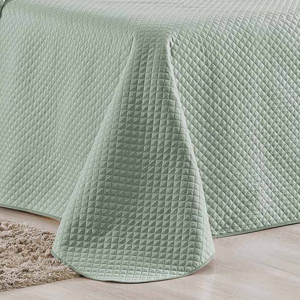 Cobre Leito Queen Bouti Mavie Geométrico Micropercal 180 Fios 3 Peças - Verde Malva