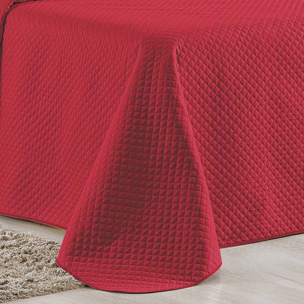 Cobre Leito Queen Bouti Mavie Geométrico Micropercal 180 Fios 3 Peças - Vermelho