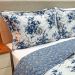 Cobre Leito Queen Confort Print Micropercal 300 Fios Toque de Algodão 3 Peças - Flores Azuis
