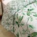 Cobre Leito Queen Confort Print Micropercal 300 Fios Toque de Algodão 3 Peças - Flores Verdes