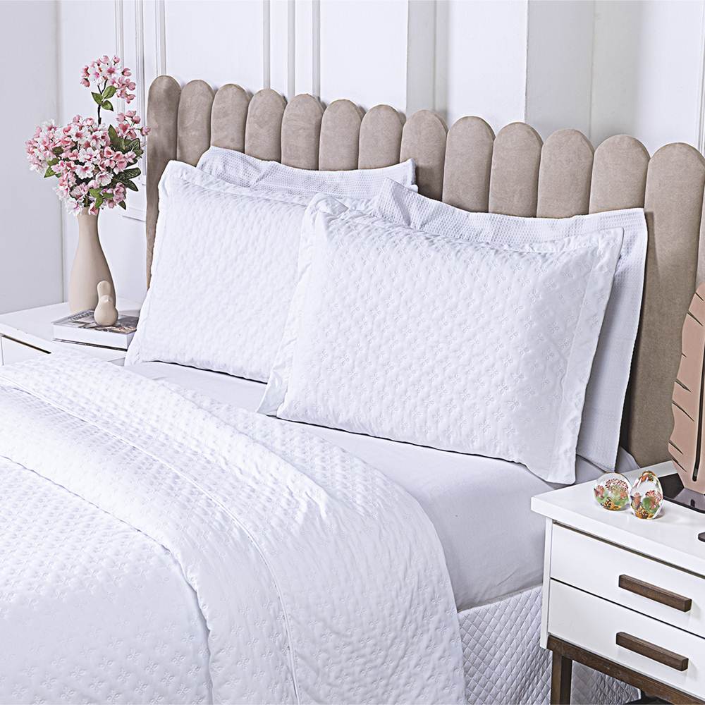 Cobre Leito Queen Milão Dupla Face Micropercal 200 Fios 3 Peças - Branco