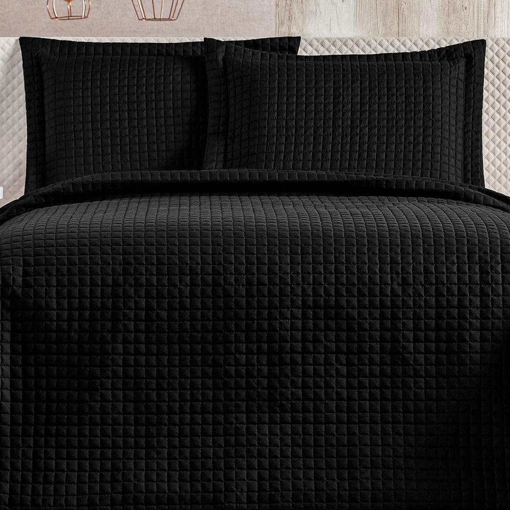 Cobre Leito Queen Plata Percal 200 Fios 3 Peças - Preto