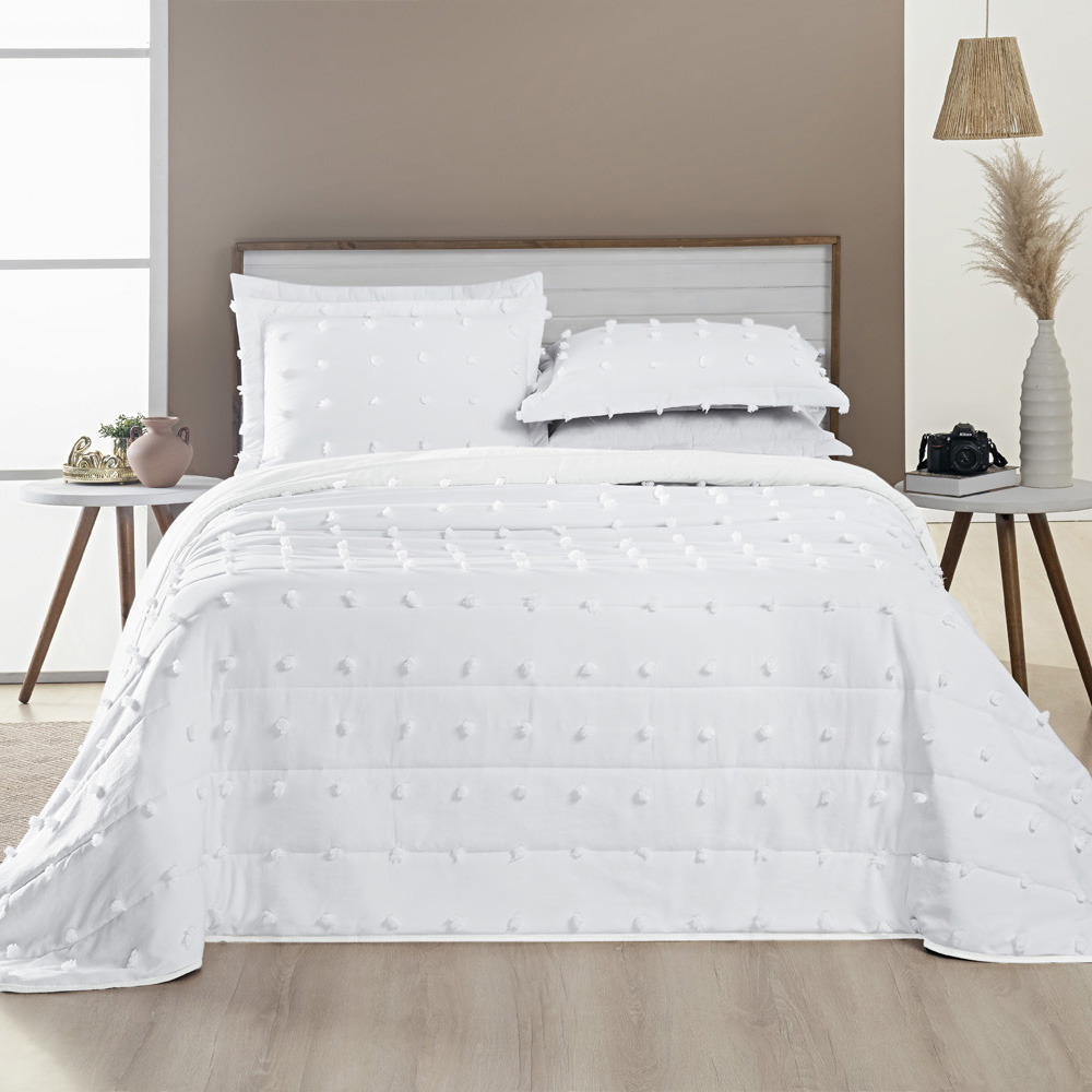 Cobre Leito Queen Poppy Dupla Face Micropercal 300 Fios 3 Peças - Branco