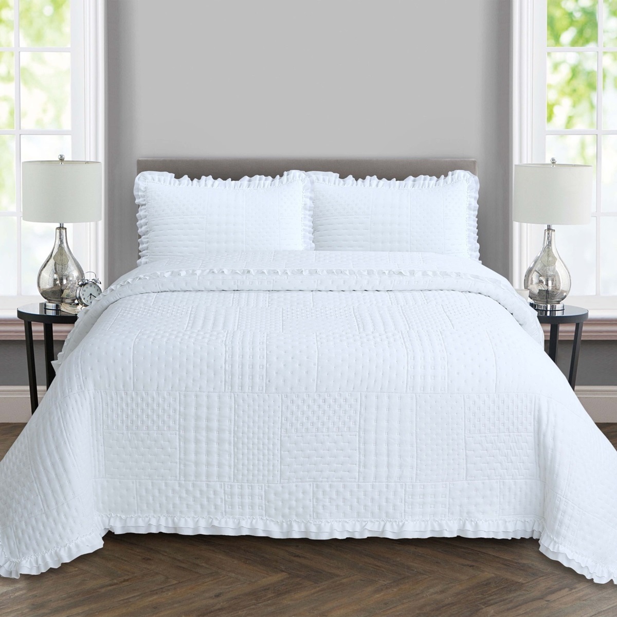 Colcha King Malvinni Micropercal 300 Fios 3 Peças - Branco