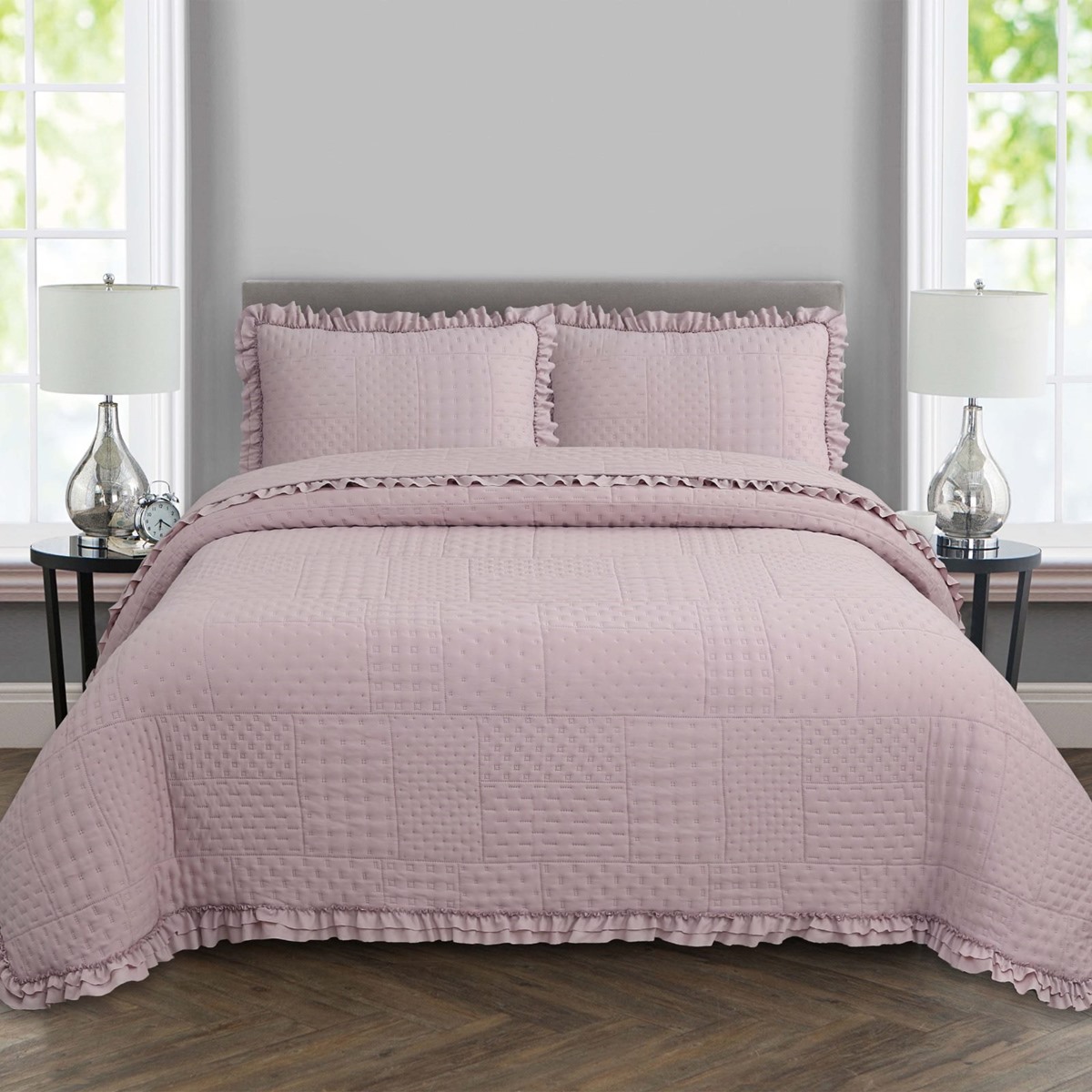 Colcha King Malvinni Micropercal 300 Fios 3 Peças - Malva