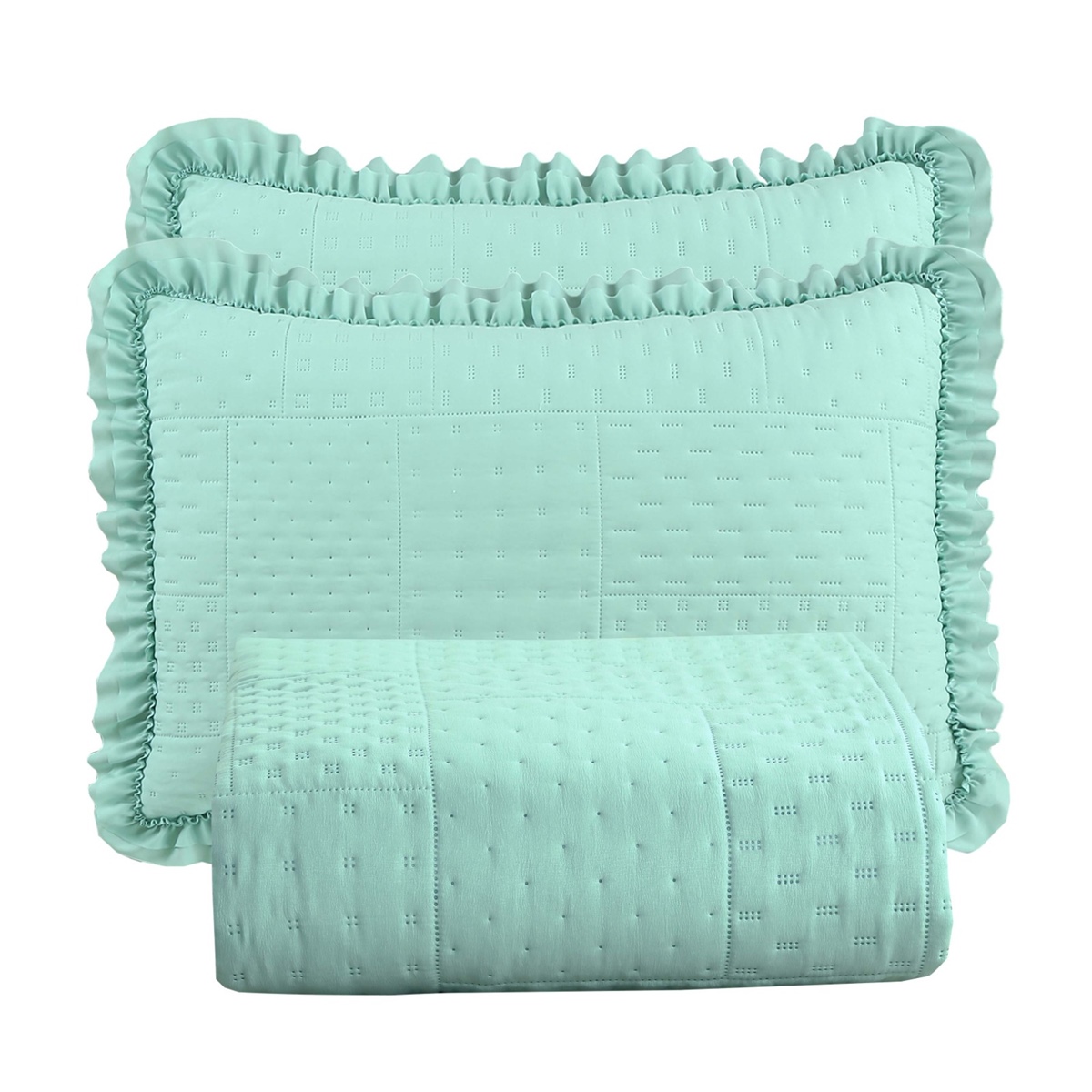 Colcha King Malvinni Micropercal 300 Fios 3 Peças - Verde Menta