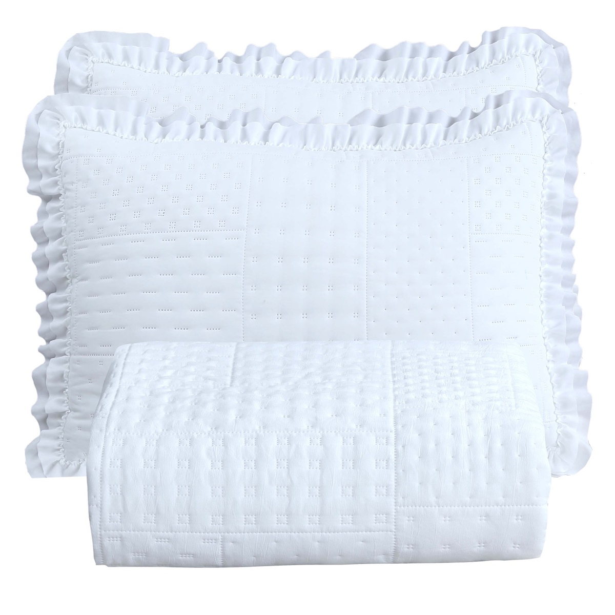 Colcha Queen Malvinni Micropercal 300 Fios 3 Peças - Branco
