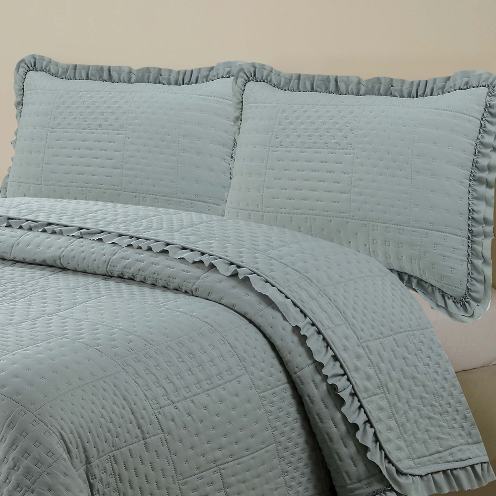 Colcha Queen Malvinni Micropercal 300 Fios 3 Peças - Cinza