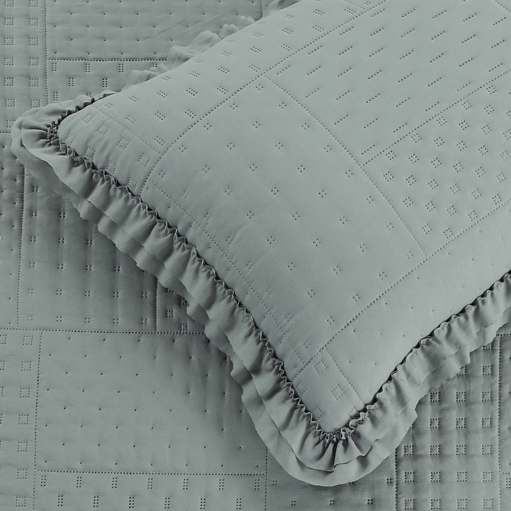 Colcha Queen Malvinni Micropercal 300 Fios 3 Peças - Cinza