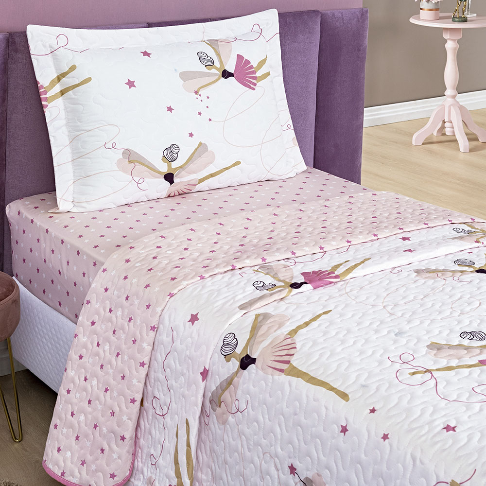 Colcha Solteiro Bouti Kids Dupla Face Estampado 2 Peças - Bailarina