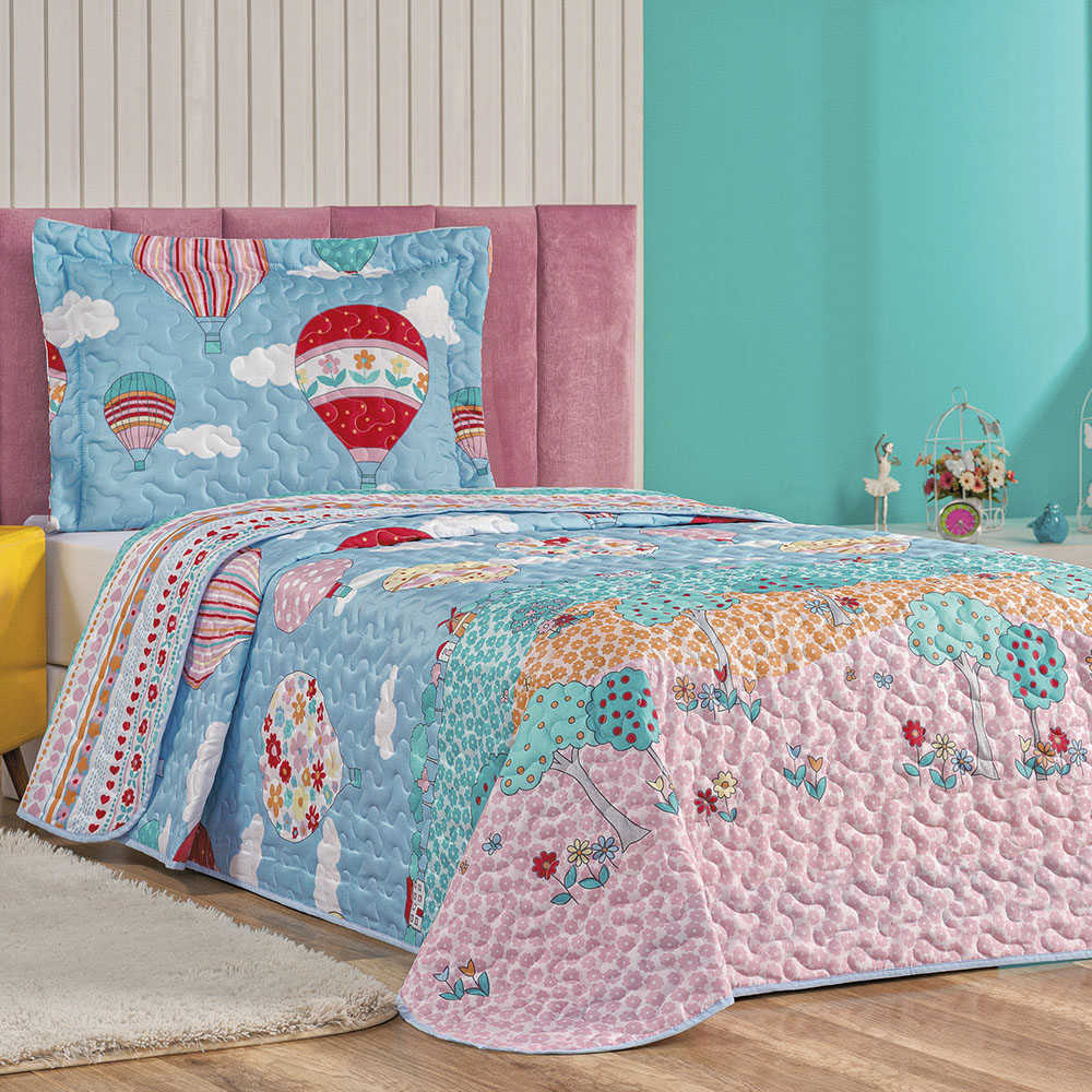 Colcha Solteiro Bouti Kids Dupla Face Estampado 2 Peças - Balão