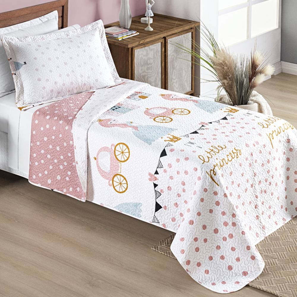 Colcha Solteiro Bouti Kids Dupla Face Estampado 2 Peças - Litlle Princess