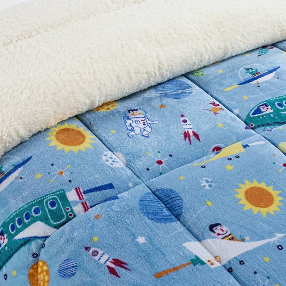 Edredom Solteiro Coberdrom Bouti Kids Mantinha com Sherpa 1 Peça - Astronauta
