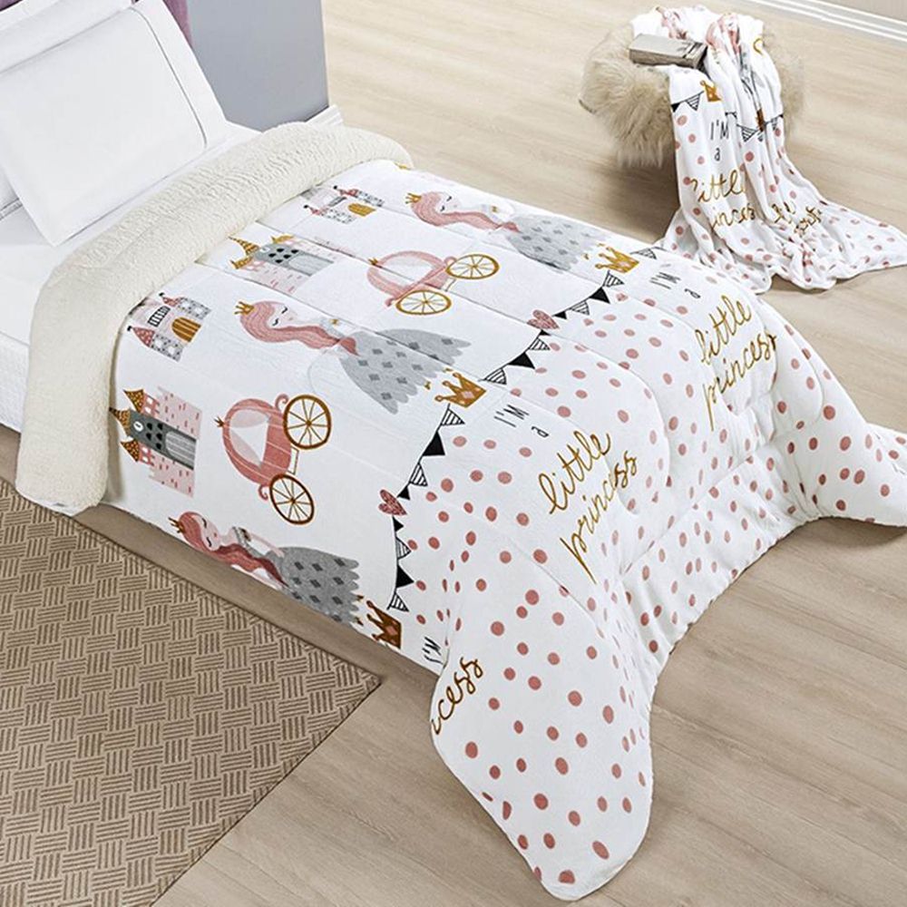 Edredom Solteiro Coberdrom Bouti Kids Mantinha com Sherpa 1 Peça - Little Princess