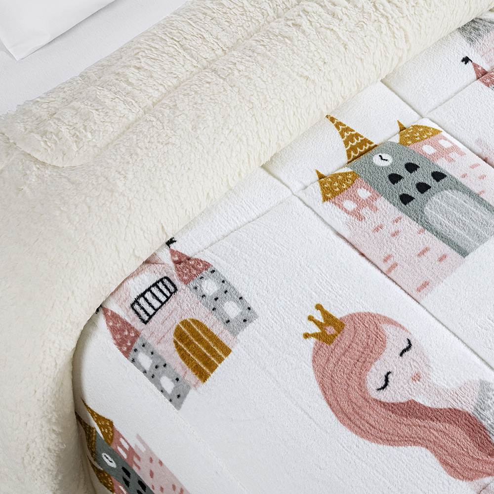 Edredom Solteiro Coberdrom Bouti Kids Mantinha com Sherpa 1 Peça - Little Princess