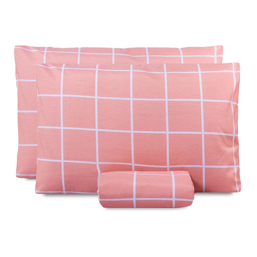 Jogo de Lençol Casal Padrão Classic Estampado 160 Fios 3 Peças - Grid Rose