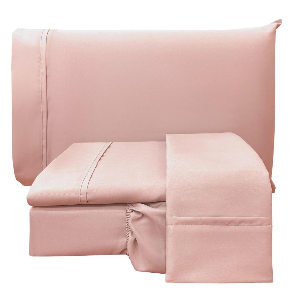 Jogo de Lençol Casal Padrão Confort Micropercal 300 Fios Toque de Algodão 4 Peças - Rose