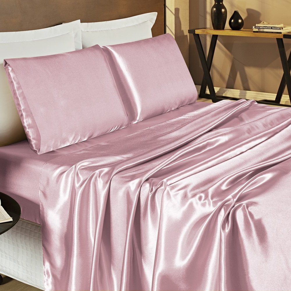 Jogo de Lençol King Romantic Cetim Charmousse 4 Peças - Rose