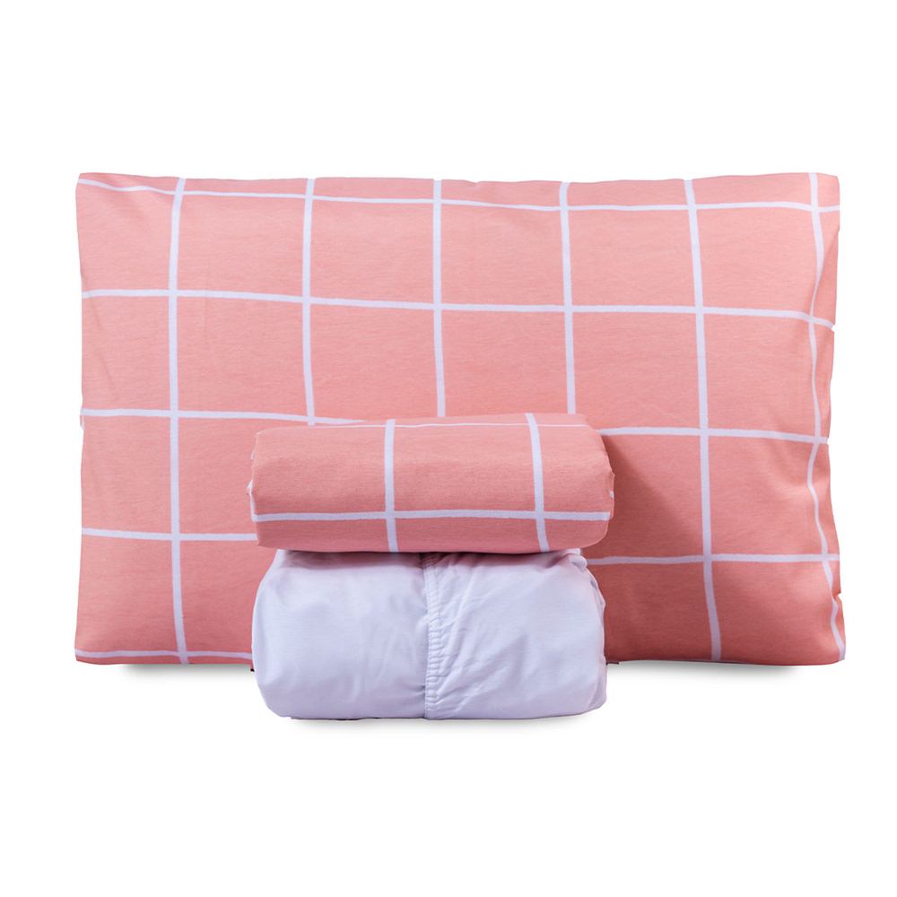 Jogo de Lençol Solteiro Classic Estampado 160 Fios 3 Peças - Grid Rose