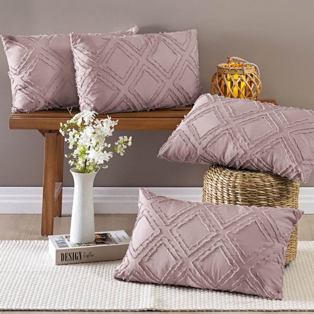 Kit 04 Almofadas Cheias Aveline 60cm x 30cm - Rose